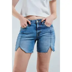 KOAJ - Short tiro medio azul claro en jean con aberturas en f Mujer