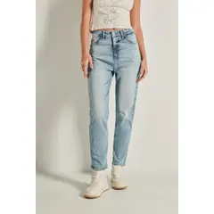 KOAJ - Jean mom azul claro con súper tiro alto, bota recta y des MUJER