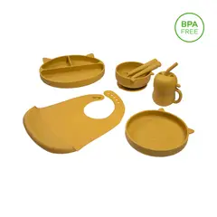 CARESTINO - Set de Alimentación de Silicona Gatito Ambar