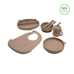CARESTINO - Set de Alimentación de Silicona Gatito Greige