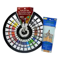 GENERICO - Pinturas Acrilicas X24 Unidades Incluye Kit Pinceles