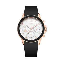 LOIX - Reloj dama L1248-4 negro con oro rosa tablero blanco