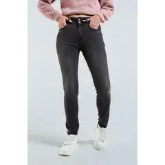 KOAJ - Jean push up gris intenso con tiro alto, pretina ancha y MUJER