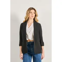 KOAJ - Blazer unicolor con charreteras y frente abierto MUJER