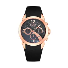 LOIX - Reloj Dama la1136-4 Negro Con Oro Rosa - Tablero Negro