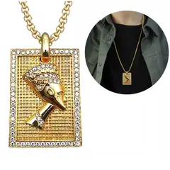 GENERICO - Collar Dije Urbano Hip Hop Egipto Nefertiti Color Oro Hombre