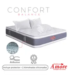 COLCHONES AMORE - ColchónConfortkingFirmezaMediaSuperOrtopédico+Pillow200x200cm+Almohadas+ProtectorColchonesAmore.