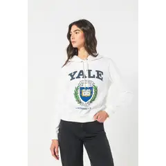 KOAJ - Buzo capota para mujer, unicolor con estampado en fren Mujer