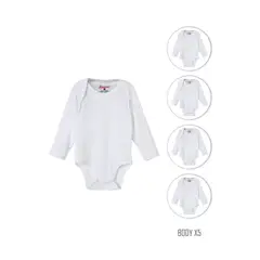 SANTANA - Combo X5 Body Bebé Manga Larga Blanco