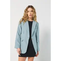 KOAJ - Blazer para mujer en tono verde claro cuenta con hombrera MUJER