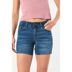 KOAJ - Short azul oscuro en jean con dobladillo y tiro medio Short azul oscuro en jean con dobladillo y tiro medio Mujer