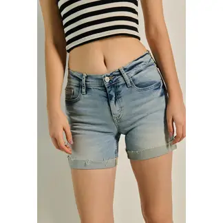 KOAJ - Short azul claro en jean con dobladillo y tiro medio Short azul claro en jean con dobladillo y tiro medio Mujer