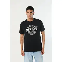 KOAJ - Camiseta cuello redondo negra para hombre cuenta con dise HOMBRE