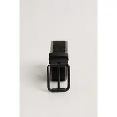 KOAJ - Cinturón trenzado negro con hebilla cuadrada metálica Hombre