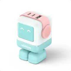UGREEN - Cargador rápido GaN Uno RG de 65W con 3 puertos rosa y azul