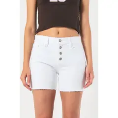 KOAJ - Short blanco en jean tiro medio con botones en frente Short blanco en jean tiro medio con botones en frente Mujer