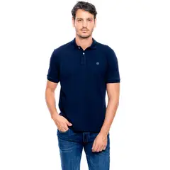 COLOR BLUE - Polo Unicolor Logo Estampado Eco Recycle