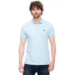 COLOR BLUE - Polo Unicolor Logo Estampado