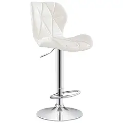 ZER - Silla Bar Gongga Alta en Cuero PU con Descansapies Blanca