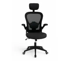 ZER - SILLA GERENCIAL BASCULANTE CON BRAZOS ABATIBLES EN PAÑO - NEGRA
