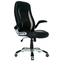 ZER - SILLA ERGONOMICA BRAZOS ABATIBLES TURIN CUERINA BASE NYLON