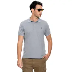 COLOR BLUE - Polo Unicolor Logo Estampado Eco Recycle