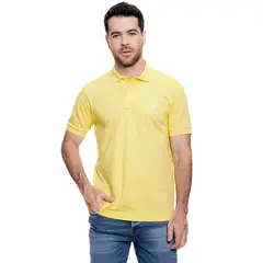 COLOR BLUE - Polo Unicolor Logo Estampado.