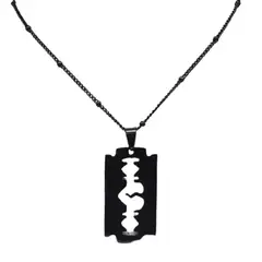 GENERICO - Collar Acero Inoxidable Color Negro Hoja Cuchilla Para Mujer