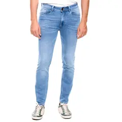 COLOR BLUE - Brixton/Slim Fit Jeans Tono Medio Con Desgastes