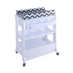 BIUM - Bañera Y Cambiador Bebe Deluxe 2 En 1 Blanco - Negro