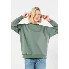 KOAJ - Buzo unicolor cuello redondo oversize con hombro caído MUJER