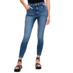 COLOR BLUE - High Waist Skinny Fit Jeans Tono Medio