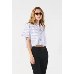 KOAJ - Blusa en algodón blanca crop top con diseño de rayas Mujer