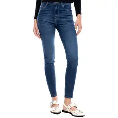 COLOR BLUE - High Waist Skinny Fit Jeans Tono Oscuro