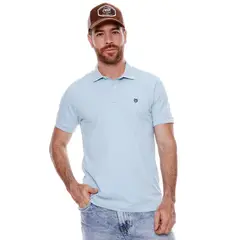 COLOR BLUE - Polo Unicolor Logo Estampado