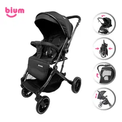 BIUM - Coche Reversible Para Bebe Avesso Negro 4 Ruedas