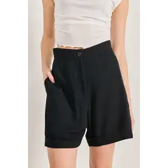 KOAJ - Short negro para mujer, confeccionado en tela fluida, cue MUJER