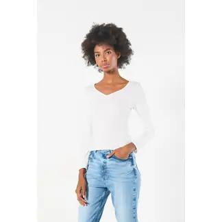 KOAJ - Camiseta básica para mujer manga larga, escote V silueta MUJER