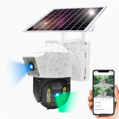 GENERICO - Cámara Ptz Wifi Doble Lente Panel Solar Detección Movimiento