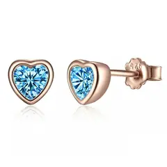 ALHAJAS - Aretes Topos Para Mujer Corazón Amor Cristal Fabricados En Plata 925