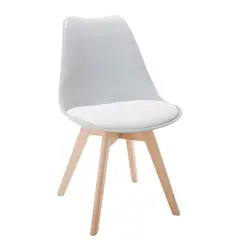 GENERICO - SILLA CON COJIN PATAS DE MADERA Color Blanco