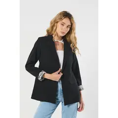 KOAJ - Blazer negro manga larga, puño interno con estampado MUJER