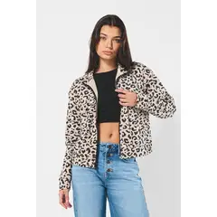 KOAJ - Buzo kaki con diseño animal print, cremallera y cuello al MUJER