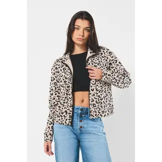 KOAJ - Buzo kaki con diseño animal print, cremallera y cuello al MUJER