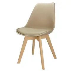 GENERICO - SILLA CON COJIN PATAS DE MADERA Color Beige_.