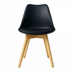 DISTRIONLINE - Silla Ema Color Negro Con Cojin Y Patas De Madera
