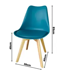 DISTRIONLINE - Silla Ema Color Turquesa Con Cojin Y Patas de Madera