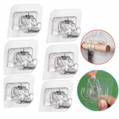 GENERICO - Soporte Tubo Cortina gancho Adhesivo multiuso Sin Perforar X6