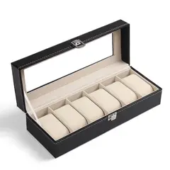 GENERICO - Estuche para organizar 6 relojes en cuero sintetico