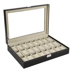 GENERICO - Estuche para organizar 24 relojes en cuero sintetico